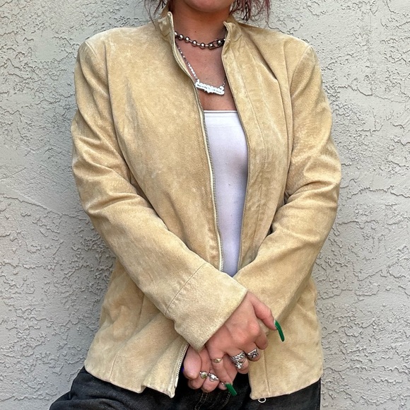 Y2k Genuine Leather Suede Moto Style Jacket - Picture 10 of 10